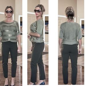 Melanie Lyne khaki green brown slim fit ankle pants size 6